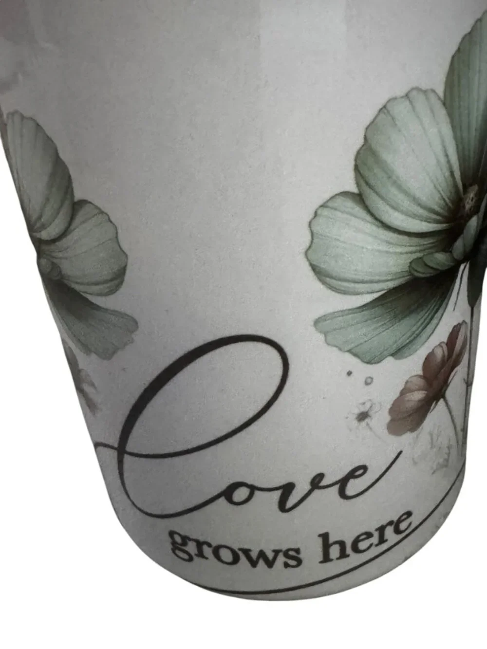 Love Grows Here Floral Ceramic Coffee Mug, Black Interior